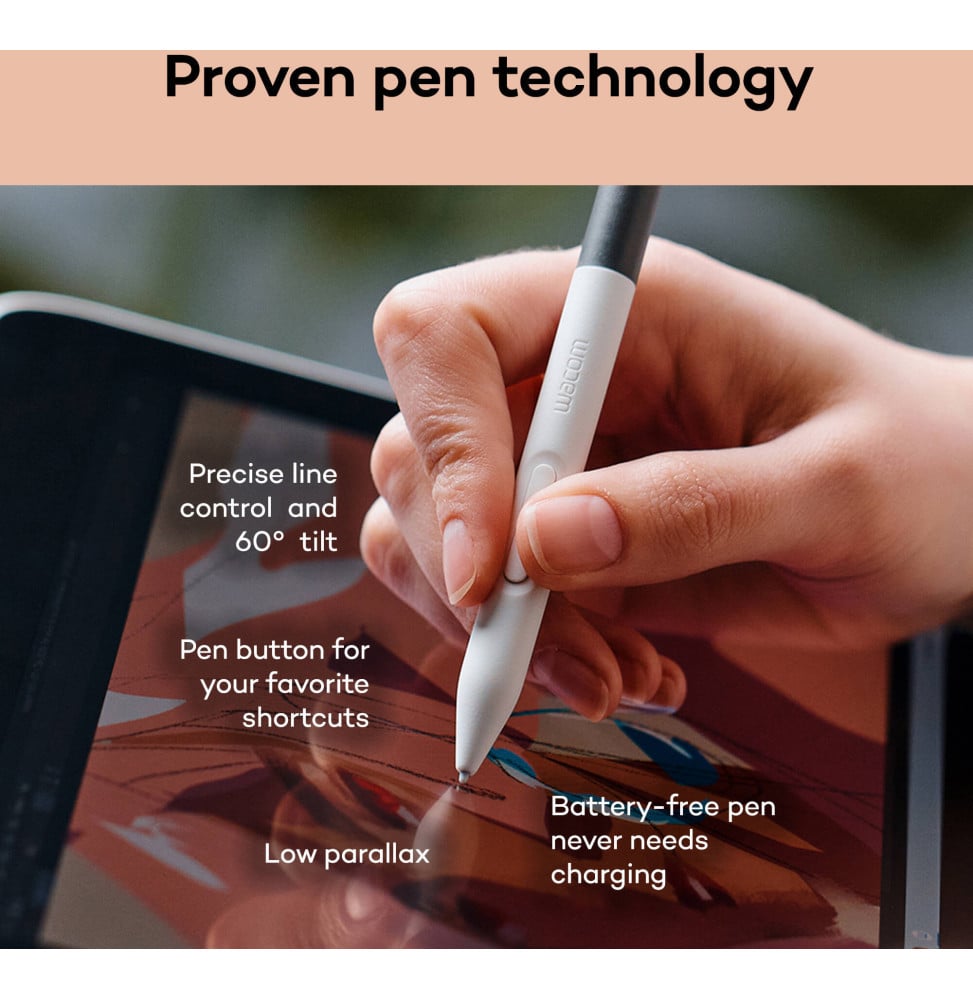 TABLETTE GRAPHIQUE WACOM ONE 14 AVEC ÉCRAN FULL HD 14" ET STYLET WACOM ONE PEN (DTC141W0)