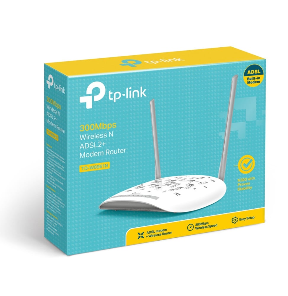 TP-LINK TD-W8961N ROUTEUR SANS FIL FAST ETHERNET MONOBANDE (2,4 GHZ) GRIS, BLANC (TD-W8961N)