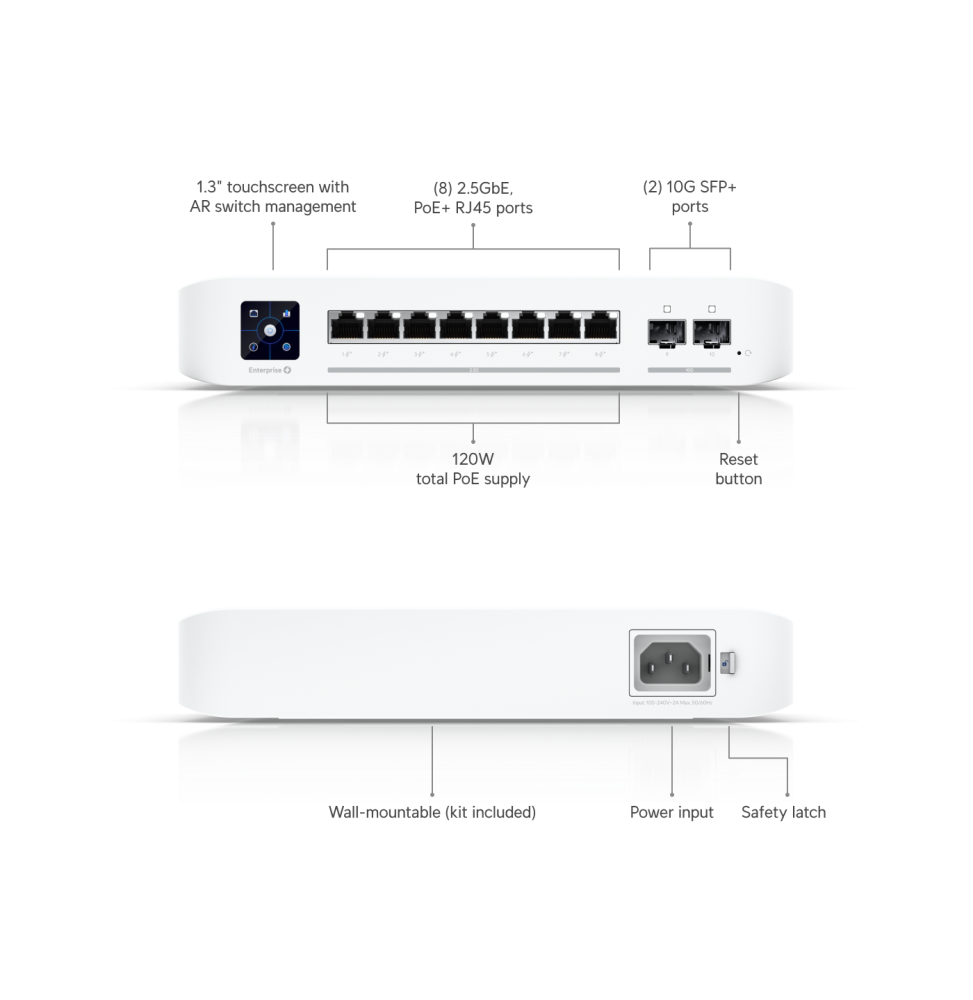 UBIQUITI SWITCH ENTERPRISE 8 POE – SWITCH POE HAUTE PERFORMANCE USW-ENTERPRISE-8-POE